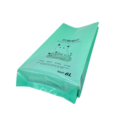 comprar Custom 6L Green Back Sealing Side Gusset Reciclável plástico vácuo Sealing Cat Litter sacos de embalagem com janela clara online manufacture