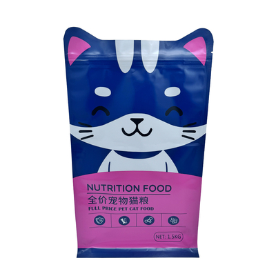 comprar 1.5kg Custom Cat Shape Design Stand Up Flat Box Bottom Pet Cat Food Packaging Bags Saco com fecho removível online manufacture