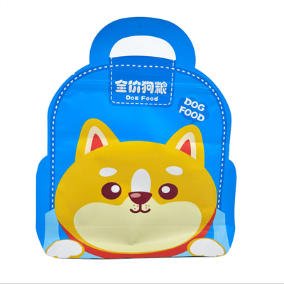 comprar Carinhosos sacos de escola azuis em forma de fundo plano Saco grande de comida para gatos Embalagem com alça e fecho online manufacture