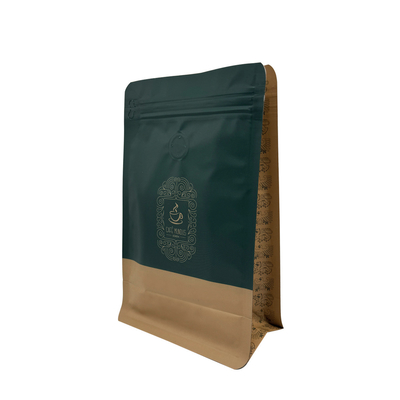 comprar Impressão personalizada 250 G AL folha revestida de fundo plano Café com fecho dianteiro e válvula de 1 caminho para grãos de café pó de café online manufacture