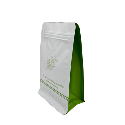 comprar 250g Caixa plana de fundo quadrado Saco de café com válvula e fecho de fecho Luxury Matte White Aluminum Foil Coated online manufacture