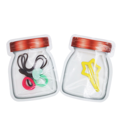 comprar Design personalizado De forma de frasco de armazenamento translúcido em pé Ziplock sacos de vedação térmica para alimentos, doces, lanches, embalagens de biscoitos online manufacture