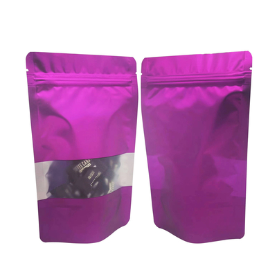 comprar Selo térmico recolocável Solid Color Purple Metallic Mylar Stand Up Ziplock Bags com janela dianteira clara para armazenamento de alimentos online manufacture