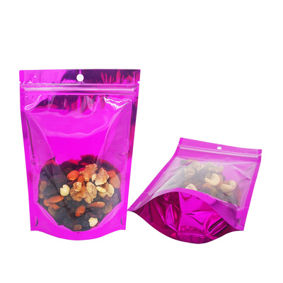 comprar 4X6 polegadas Lado da frente Janela clara traseira Folha de cor púrpura Bolsas de Mylar para embalagens de alimentos online manufacture