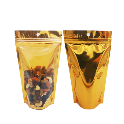 comprar 1 galão de um lado transparente Janela traseira de ouro metálico recarregável Stand Up Mylar sacos para armazenamento de alimentos liofilizados online manufacture