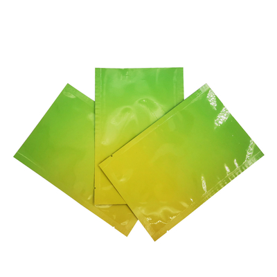 comprar Desenho personalizado Gloss Green Yellow Gradient Color Flat Zipper Pouch com folha revestida para embalagens de alimentos online manufacture