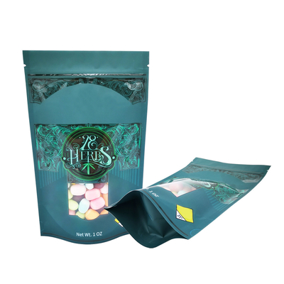comprar 1 OZ Impressão UV Matte Spot Stand Up Bags com Ziplock e Janela Ressaláveis para embalagens de ervas daninhas, ervas, doces online manufacture