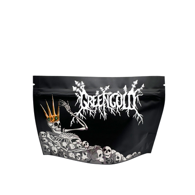 comprar Baixo MOQ Superfície preta fosca UV Impressão a óleo brilhante Stand Up Mylar Bags For Weed Flower Candy online manufacture