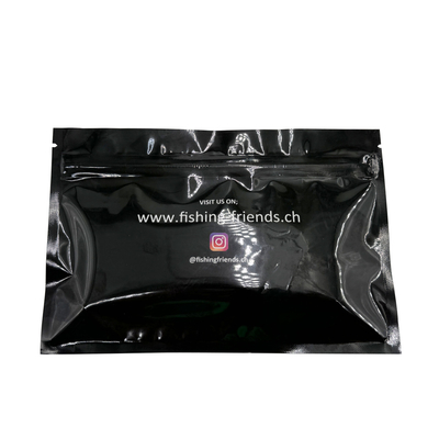 comprar Impressão personalizada Pronta preta traseira clara Folha prateada revestida com fecho plano Sacos Mylar para iscas de pesca Embalagem online manufacture