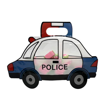 comprar Cartoon Carro Policial em forma de Die Cutting Stand Up Pouch Bags Wholesale com fecho removível para armazenamento de lanches online manufacture