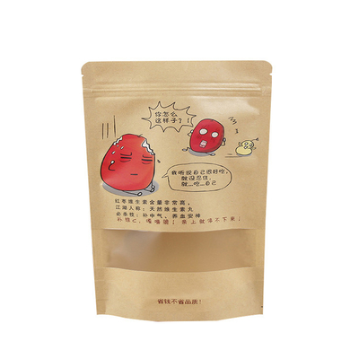 comprar Brown Stand Up Pouch Com Janela Com Zipper Para Datas Chinês Frutas Secas Snacks Embalagem online manufacture