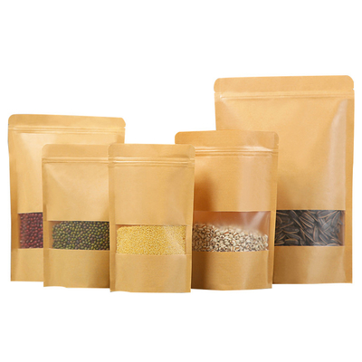 comprar Em estoque bolsas Kraft Stand Up com fecho removível para arroz especiarias feijão doces lanches online manufacture