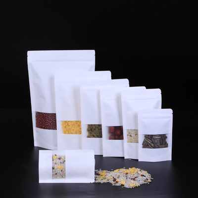 comprar Saco de pé branco mate com fecho de janela recolocável Vários tamanhos online manufacture