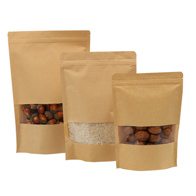 comprar Kraft PLA Bio Degradable Stand Up pouch sacos com janela clara e ziplock para frutas secas Snack Cereais online manufacture