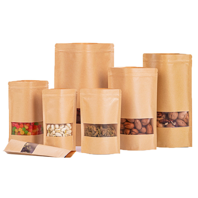 comprar Bolsa de braço castanho Kraft com fecho e janela transparente online manufacture