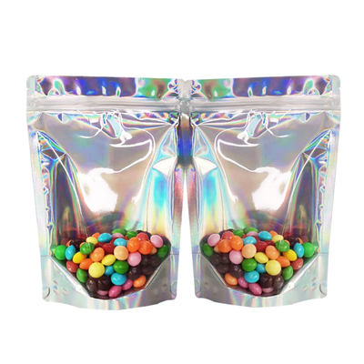 comprar 5x7 Inch Ziplock Sealable Holográfico Re-sealable Stand Up pouches para festas Embalagem de negócios Armazenamento de alimentos online manufacture