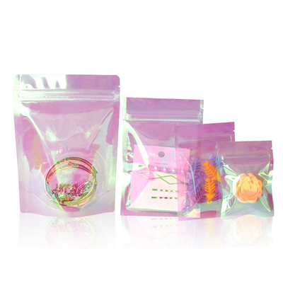 comprar 13x18x3cm Laser Hologram Rainbow Pink Stand Up Pouch Bags com Zipper para doces, jóias, acessórios embalagem online manufacture