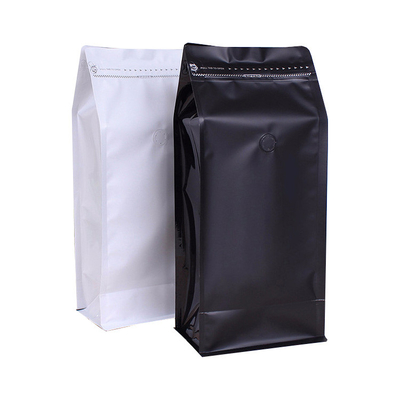 comprar 1lb Branco Preto Barreira Alta Saco de Café Flat Bottom Folha de Alumínio Com Valve Recolocavel Zipper Lateral online manufacture