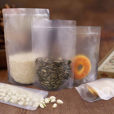 comprar 3.9 x 5.9 polegadas Selo térmico Matte Clear Stand Up Pouch Bags com fechadura de fechadura refeitável para alimentos, feijão, lanches embalagem online manufacture