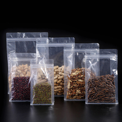 comprar Saco transparente e transparente de fundo plano com fecho PET/PE de qualidade alimentar online manufacture
