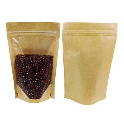 comprar Laminado Gusset Castanho de papel Kraft Stand Up Saco com fechamento de fecho para alimentos feijão embalagem online manufacture
