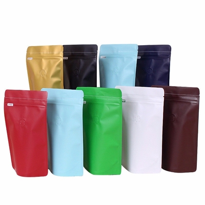 comprar 1 libra 500 G de alumínio laminado em folha colorida Bolsas de café de pé com válvula de descarga de gás de fecho online manufacture