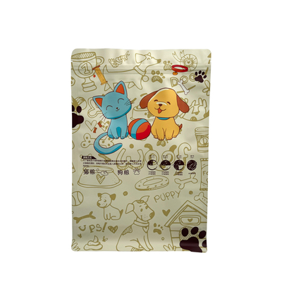 Custom Premium 1.0kg Zip Lock Pet Dog Pet Cat Food Quad Seal Saco de armazenamento de embalagem de fundo plano