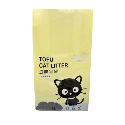 Sacos de embalagem de lixo de gato de plástico reciclável de 6 L amarelo, vácuo, resistente e pesado, com caixa lateral e janela