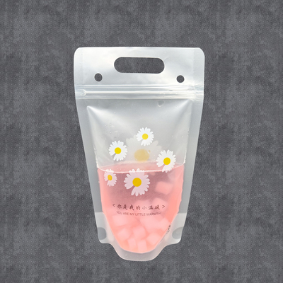 Daisy Flower Design Sacos de suco de cadeado Sacos de smoothie para adultos Bebidas quentes e frias Liquor com canudos