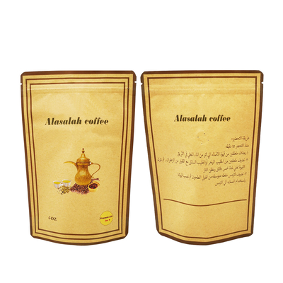 Customizado Deisgn 250g papel Kraft revestido de folha Stand Up bolsas de café com válvula para grãos de café / pó