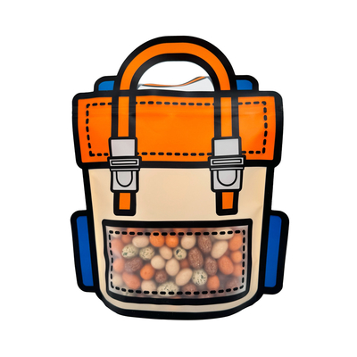 Saco escolar Bolsas em forma personalizada de plástico com janela transparente para armazenamento doces doces