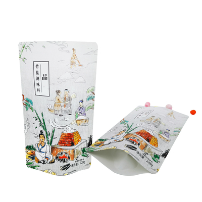 Papel branco laminado de alumínio papel de parede bolsas de alimentos reutilizáveis para especiarias lanches alimentos embalagens de sal