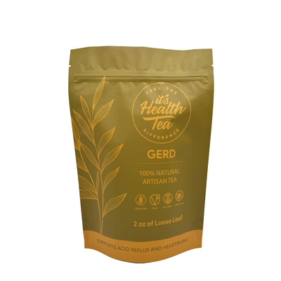 2 oz Custom Printed Design Aluminized Stand Up Reselável Tea Bags para embalagens de chá de folhas soltas