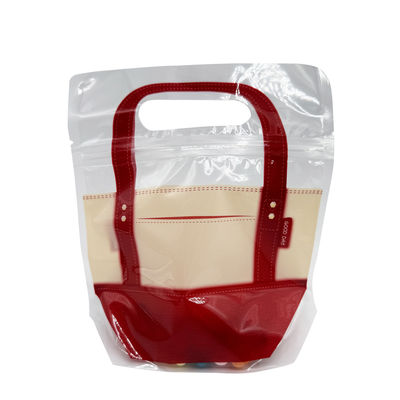 Bolsa de mão de design de plástico Stand Up Zipper pouches para embalagem de alimentos Biscoitos doces Frutas