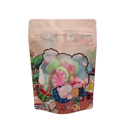 Filmes laminados de plástico com fecho de fechadura embalagens personalizadas bolsas de pé com janela fosca