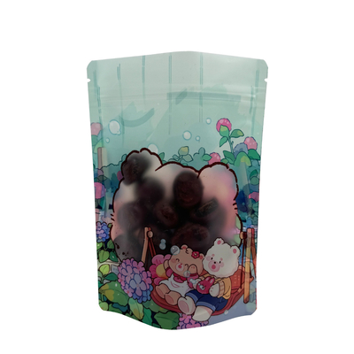 Pre-feito Custom Plastic Stand Up Barrier pouches com janela clara e fecho para nozes doces bolos alimentos