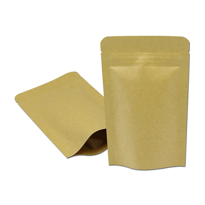 Folha de alumínio à prova de luz laminada de papel Kraft marrom Stand Up pouches para folhas de chá